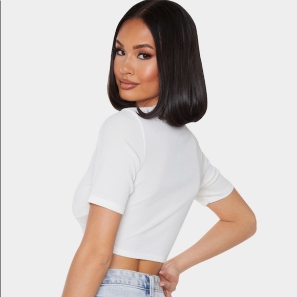 Cream Rib Mesh Underbust Crop Top - Picture 4 of 5